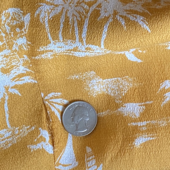 Abercrombie & Fitch High Waist Tropical Hawaiian Print Pant Golden Yello… - Picture 10 of 11